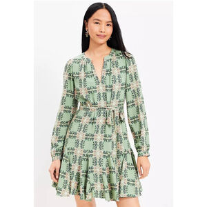 Women's LOFT Green Floral Print Mini Dress S